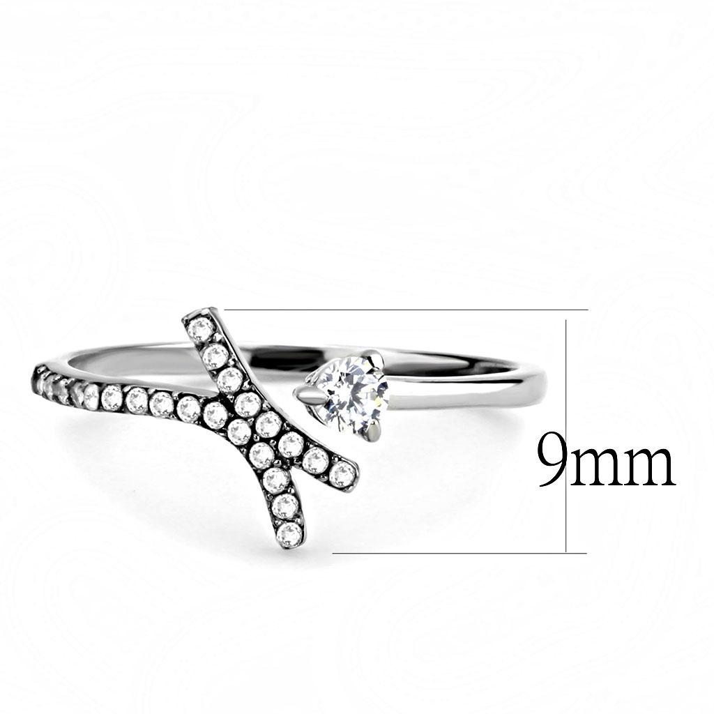 Bague Acier Inoxydable Poli avec CZ