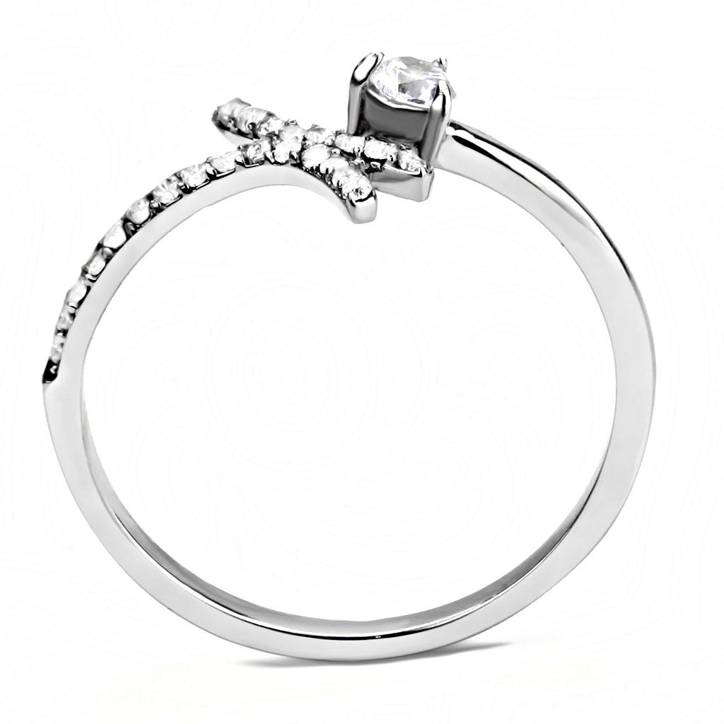 Bague Acier Inoxydable Poli avec CZ