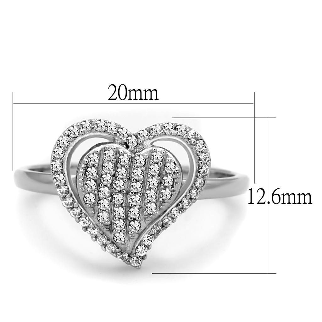 Bague Argent 925 Rhodium avec CZ Transparent