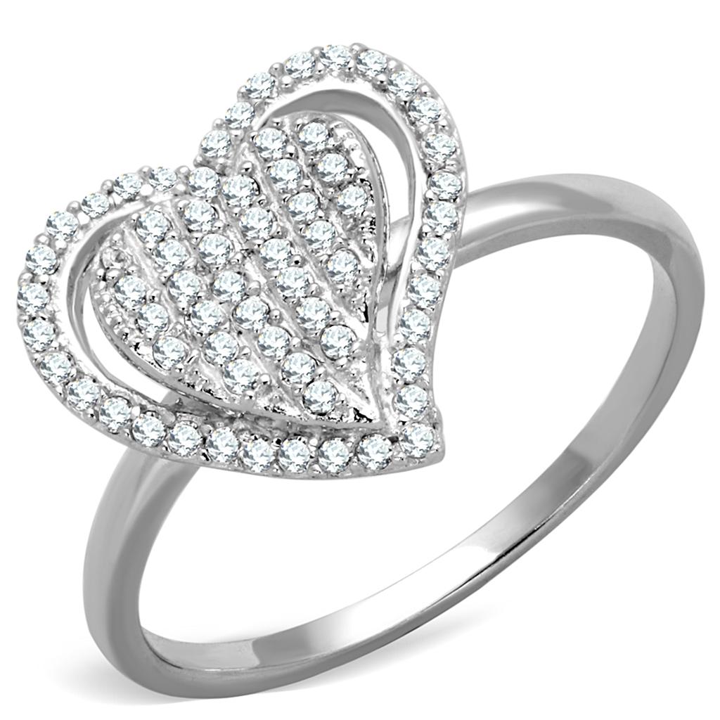 Bague Argent 925 Rhodium avec CZ Transparent