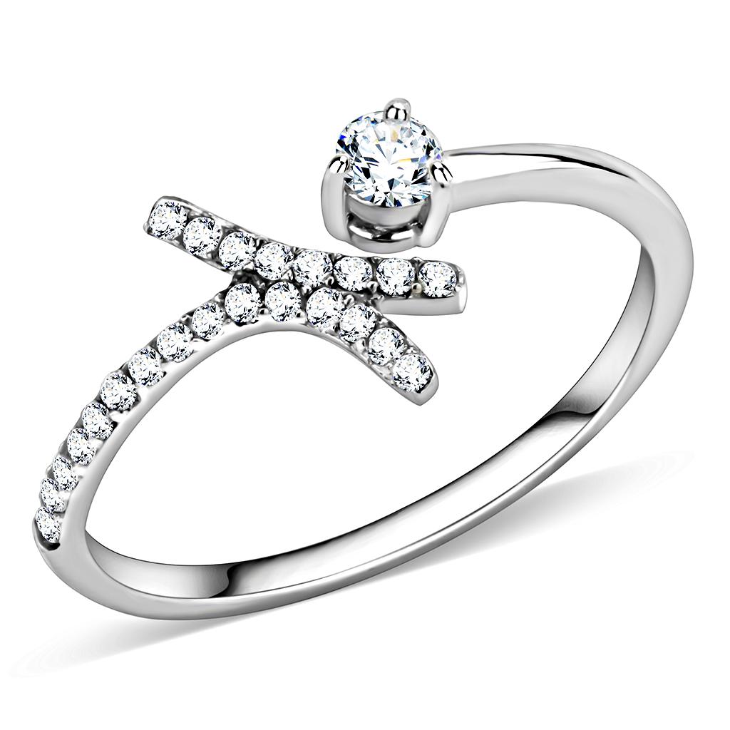 Bague Acier Inoxydable Poli avec CZ
