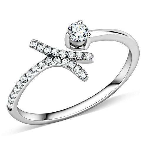 Bague Acier Inoxydable Poli avec CZ