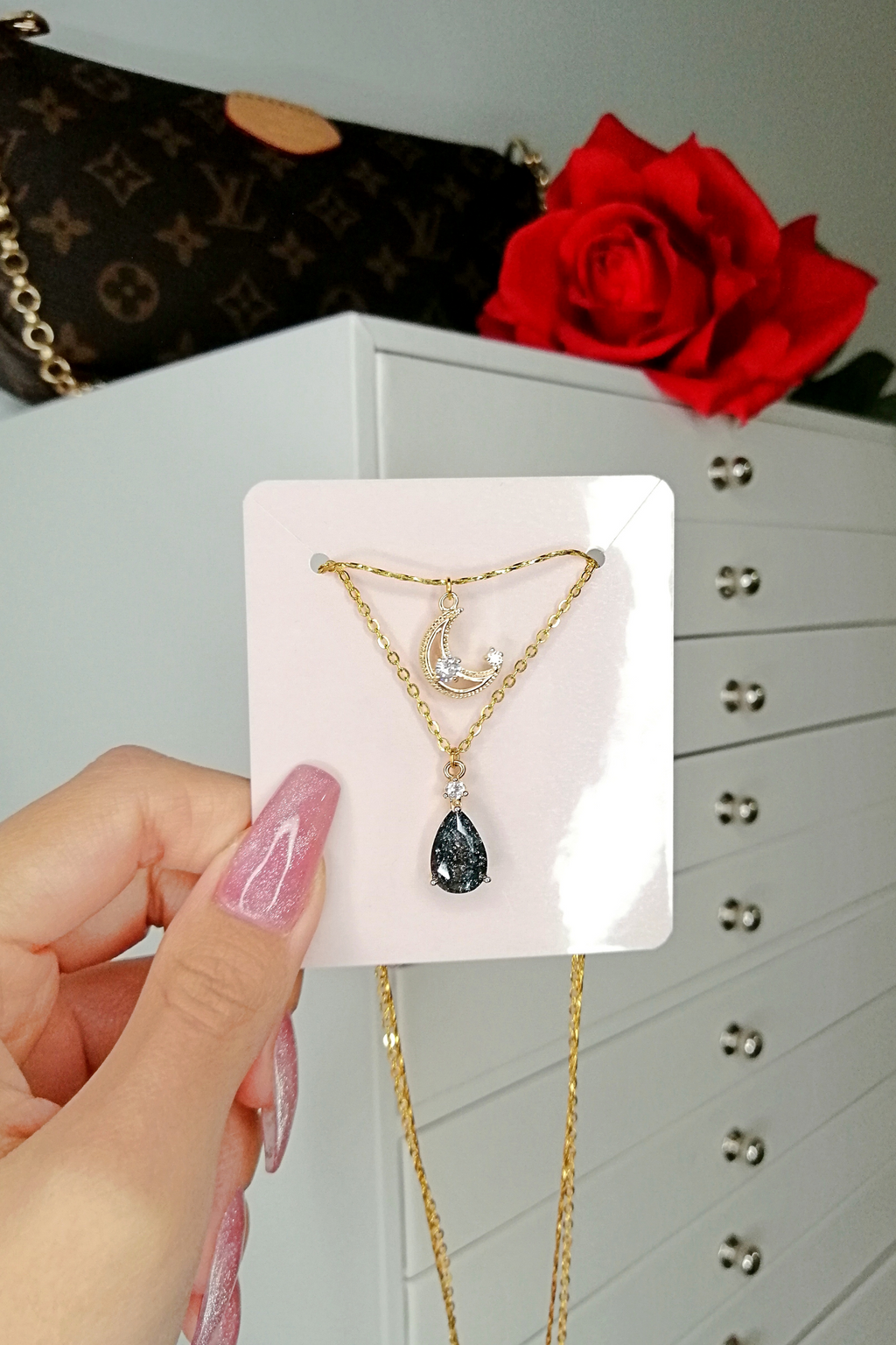 Collier Superposé Lune Plaqué Or 18K