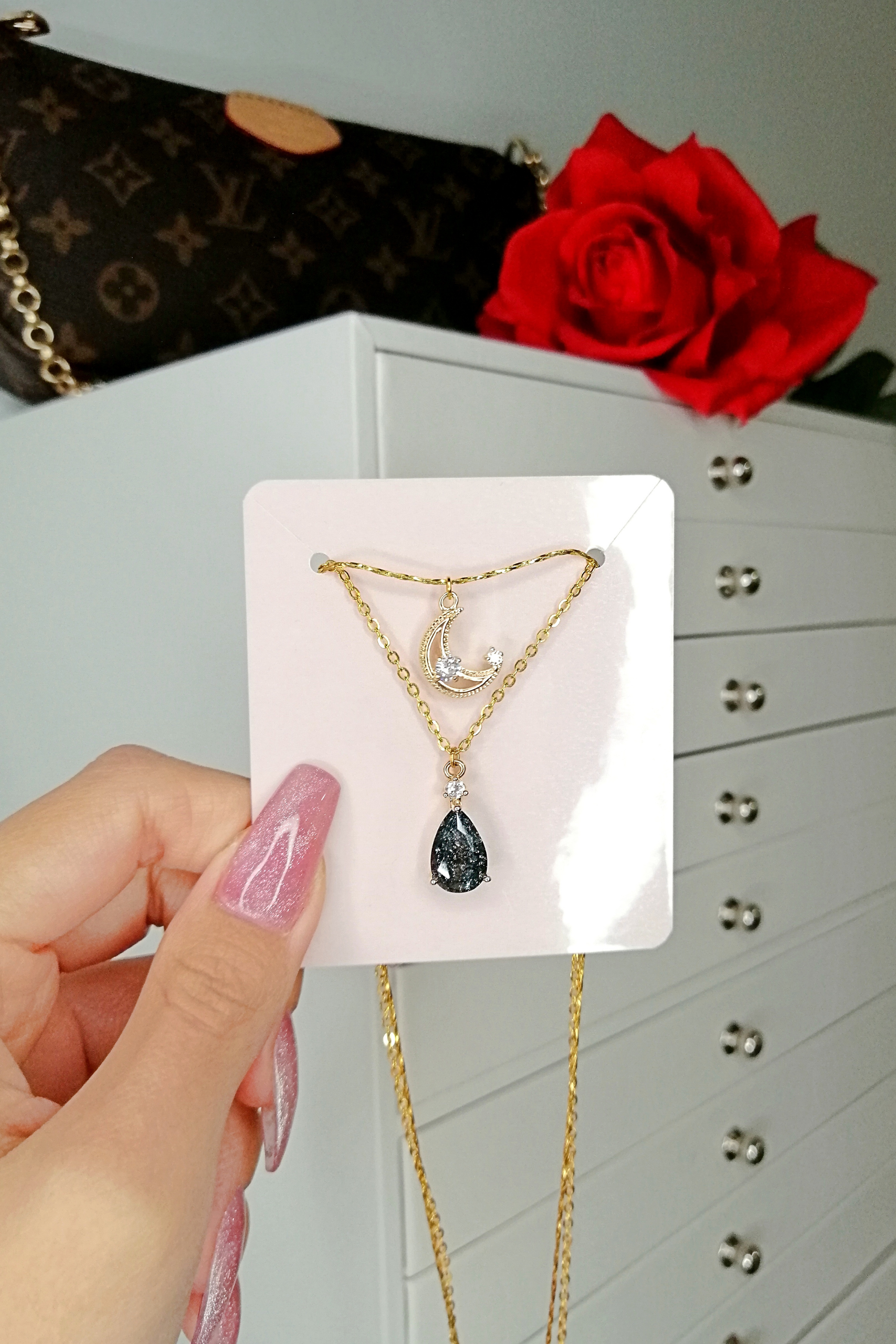 Collier Superposé Lune Plaqué Or 18K