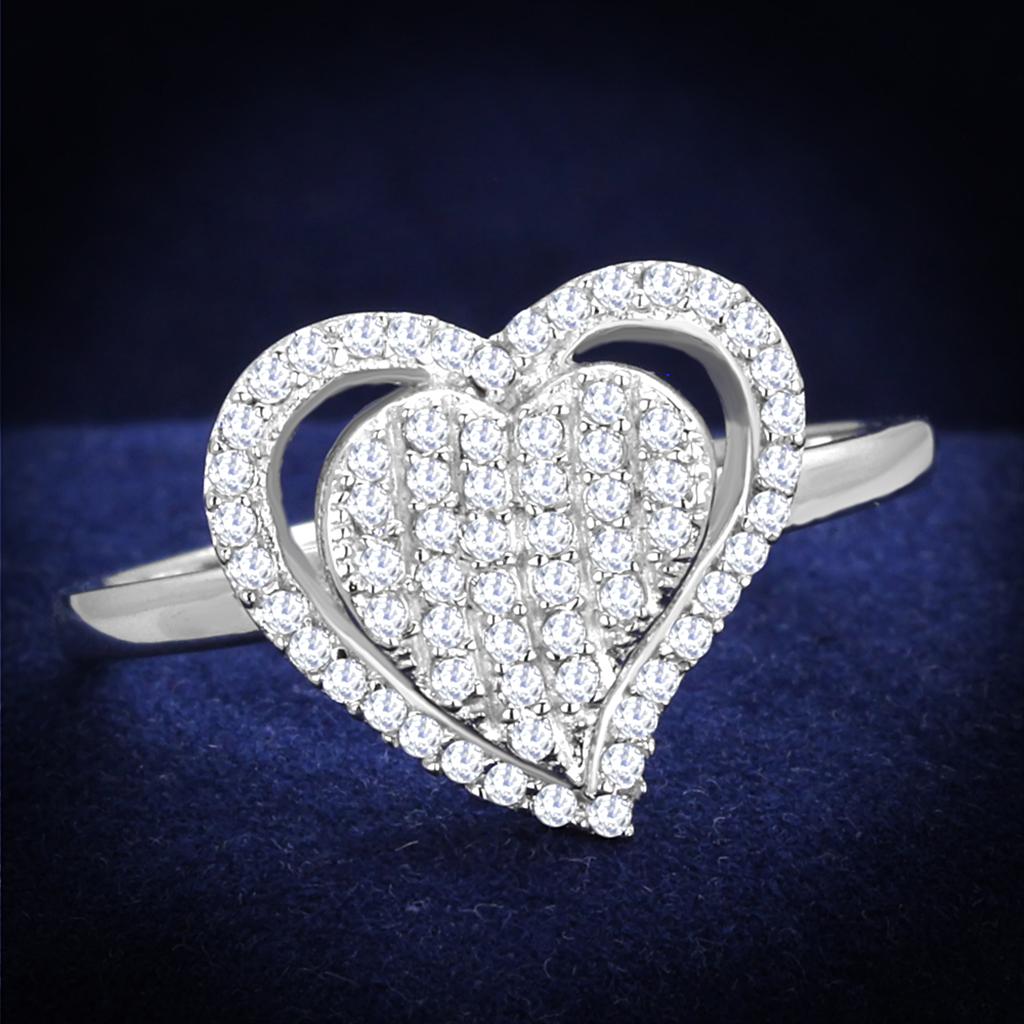 Bague Argent 925 Rhodium avec CZ Transparent